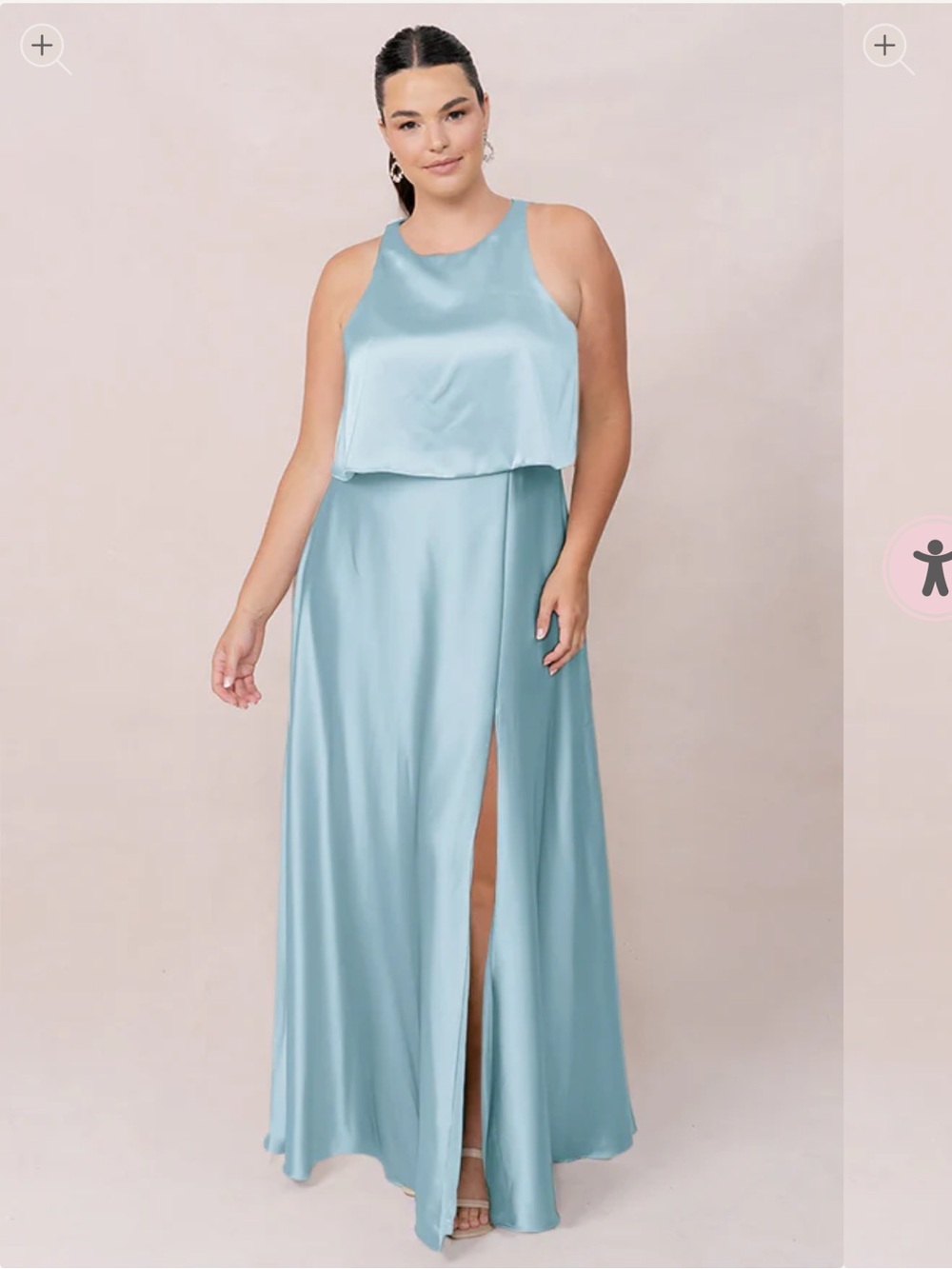 Revelry Wren Satin Dress - Light Blue Size 6